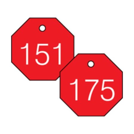 Accuform Engraved Numbered Tags, HS-Laminate, 0.3 in H x 3-1/4 in W, 25 PK TDG828RD